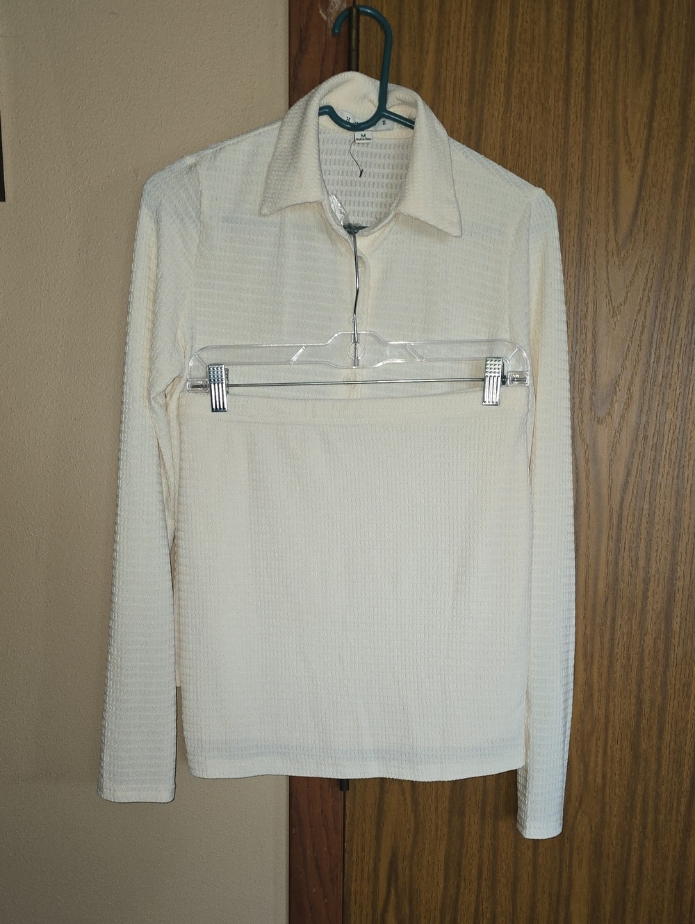 HYFVE Cream Waffle Knit Button Up With Matching Skirt